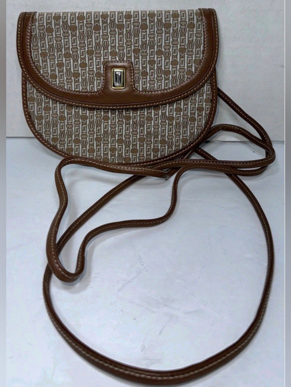 Vintage Judirh Leiber Small Logo Brown Leather Crossbody Bag